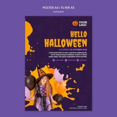 Halloween Party Poster Template – Download Free Stock Photo