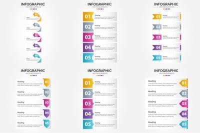 5 Steps Infographics Vector Illustration Set for Advertising and Brochures – Free Download