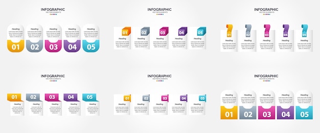 5 Steps Infographics Flat Design Set for Advertising Brochure, Flyer, and Magazine – Free Download