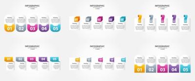 5 Steps Infographics Flat Design Set for Advertising Brochure, Flyer, and Magazine – Free Download