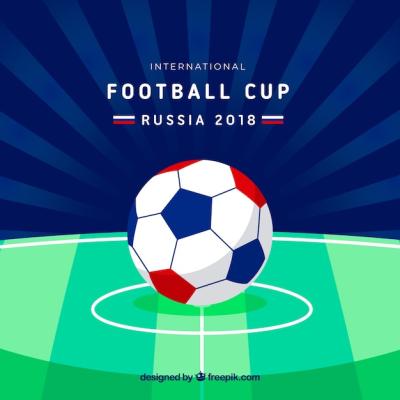 World Football Cup Background Featuring a Ball on the Field – Free Download