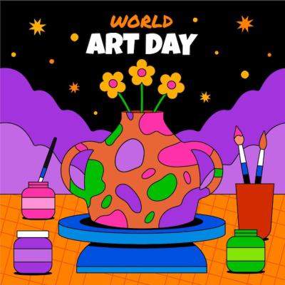 Flat World Art Day Background – Free Download