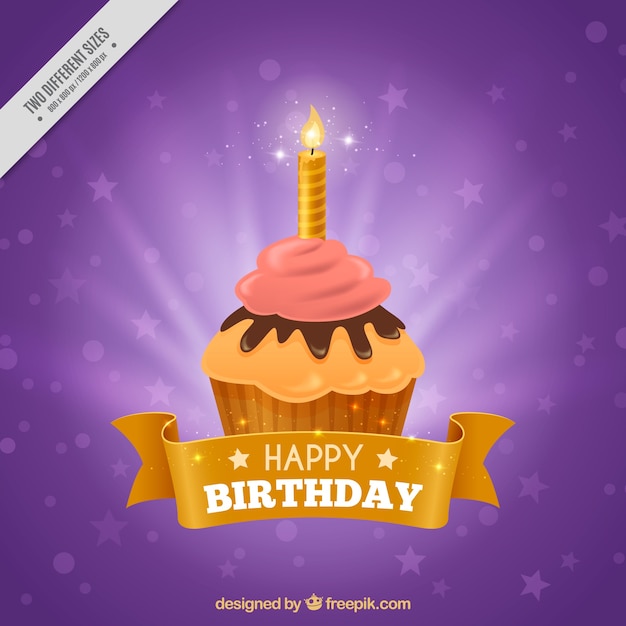 Purple Cupcake Background with Candle – Free to Download