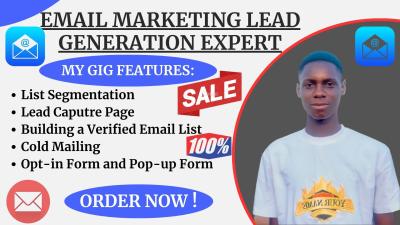 I will do email marketing lead generation, email marketing list and cold mail marketing