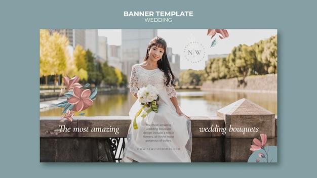 Floral Wedding Horizontal Banner – Free Download