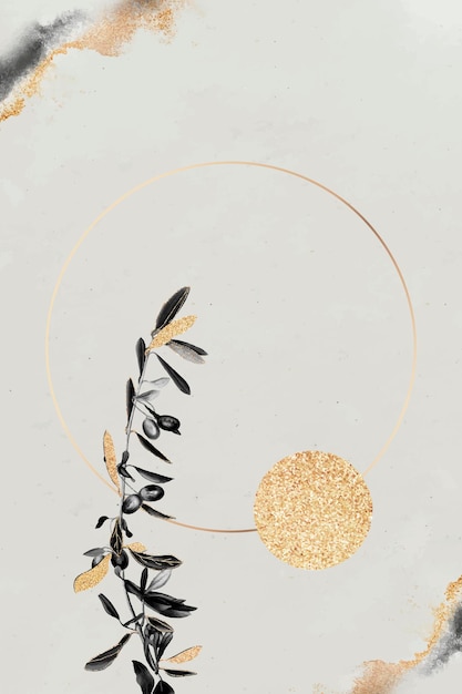 Round Gold Frame with Olive Branches – Free Download