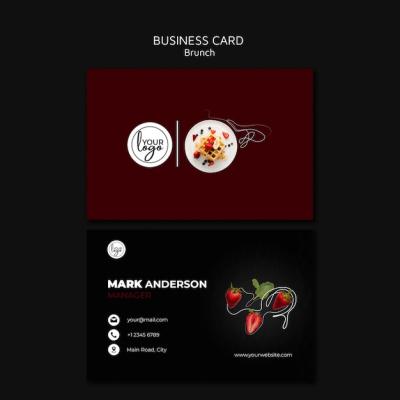 Minimalist Dark Business Card for Brunch Restaurants – Free Download