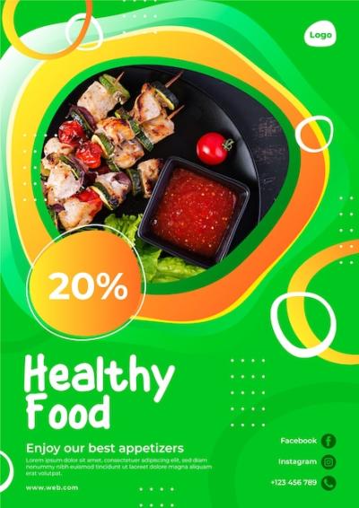 Healthy Food Restaurant Poster Template – Free Download