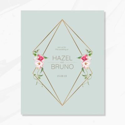 Floral Wedding Invitation Card Mockup – Free Download