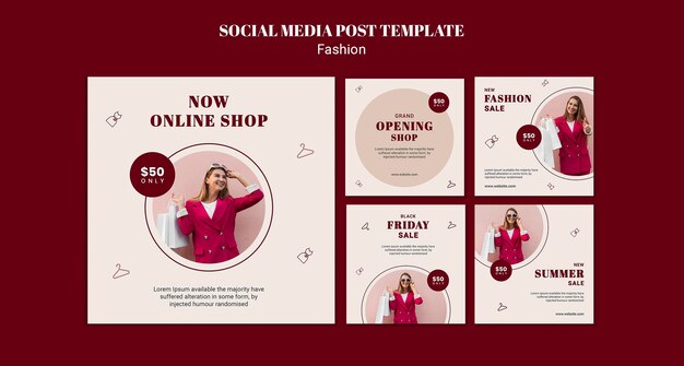 Instagram Posts for Fashion Sale Featuring Woman and Shopping Bags – Free Download