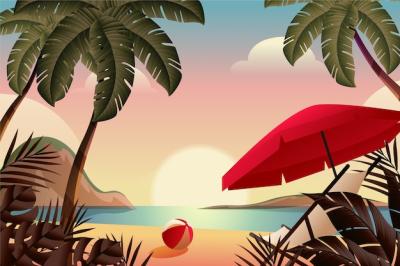 Stunning Gradient Tropical Sunset Background – Download Free Stock Photo