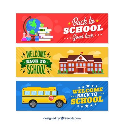 Back to School Banners in Three Colors – Free Download