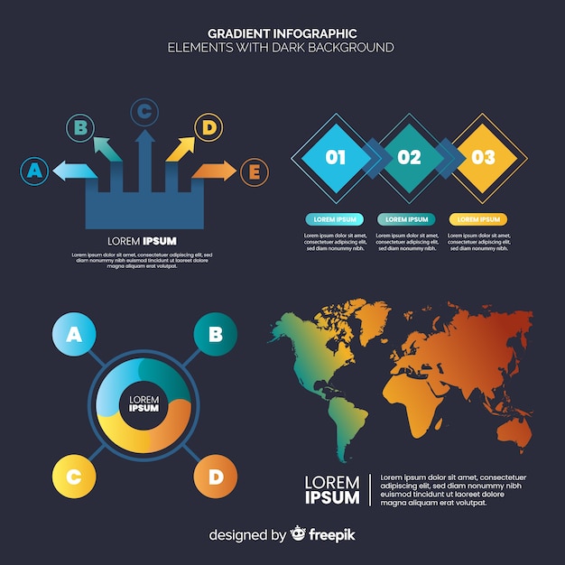 Flat Gradient Infographic with Stats – Free Download