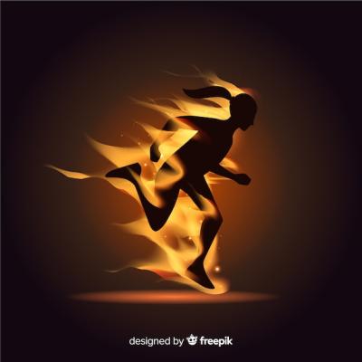 Runner Silhouette in Flames Flat Design – Free Download