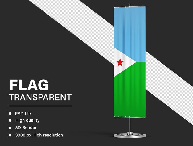 3D Djibouti Flag on Transparent Background – Free Download