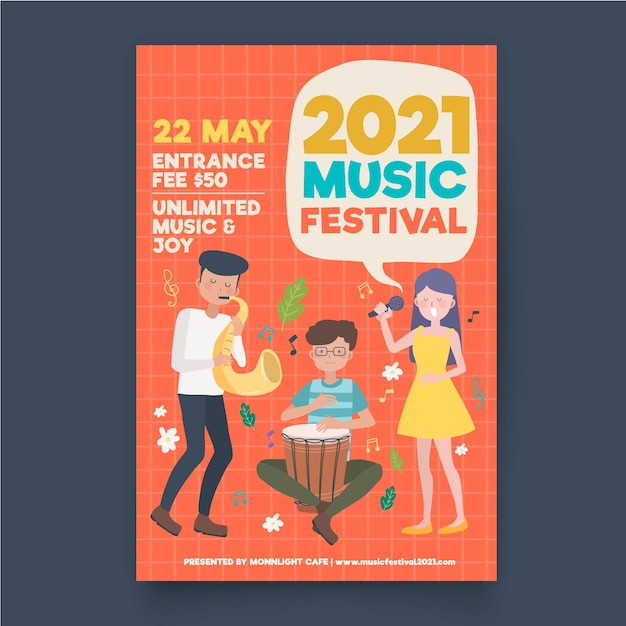 Illustrated Music Festival Poster – Free Download