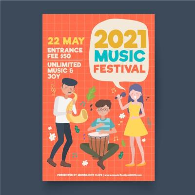 Illustrated Music Festival Poster – Free Download