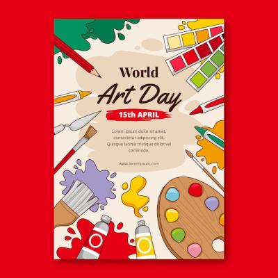 Hand Drawn World Art Day Vertical Poster Template – Free Download