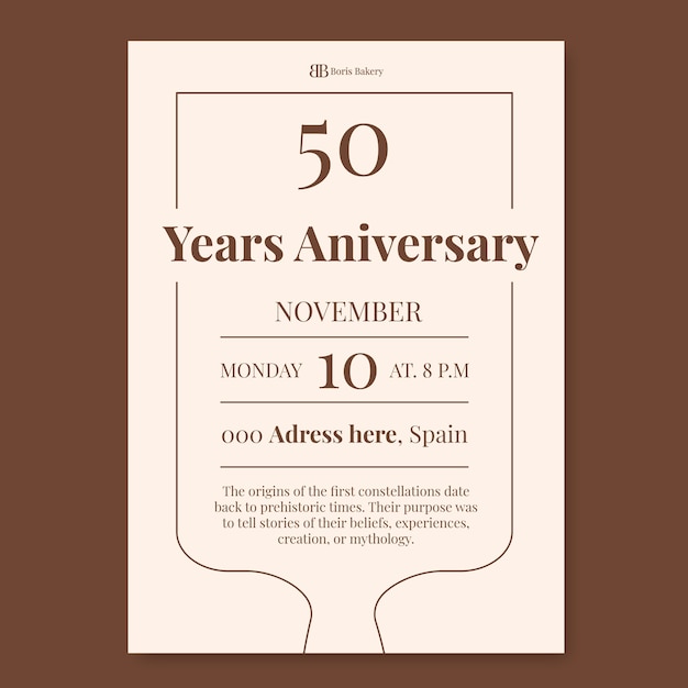 Elegant Boris Bakery Anniversary Invitation Template – Free Download