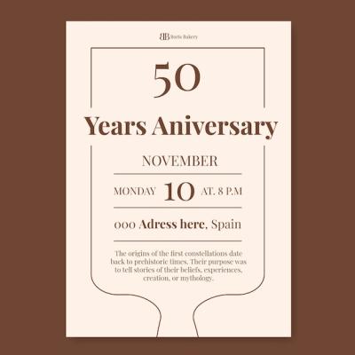 Elegant Boris Bakery Anniversary Invitation Template – Free Download