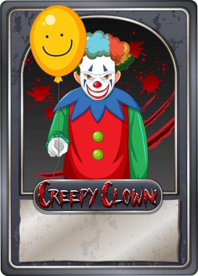 Creepy Clown Character Game Card Template – Free Download