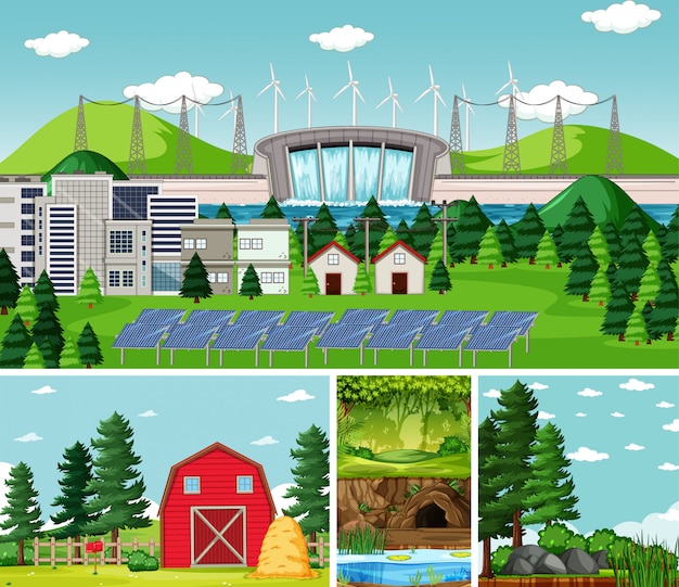 Nature Scenes in Cartoon Style – Free Download Stock Photos