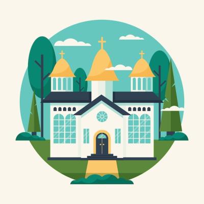 Church Building Illustration in Flat Design – Free Download