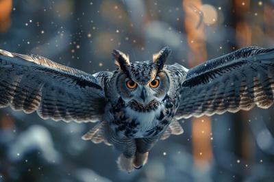 Owl with Yellow Eyes in Flight – Free Stock Photo for Download