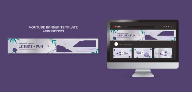 Clean Illustrative YouTube Banner Template – Download Free Stock Photo