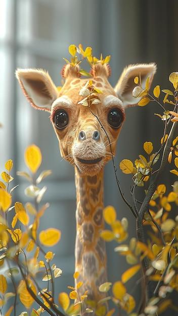 A Giraffe Head Adorned with a Yellow Crown – Free Stock Photo for Download