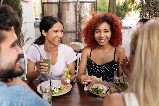 Friends Enjoying Drinks and Tacos – Free Stock Photo Download