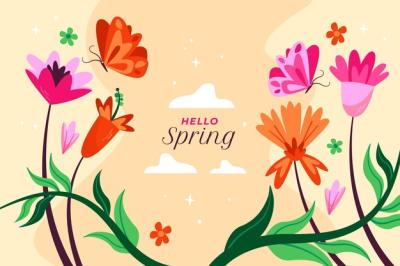 Flat Floral Spring Background – Free Download