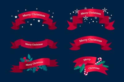 Christmas Ribbon Collection in Flat Design – Free to Download