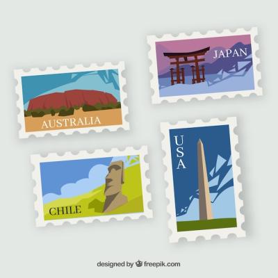 Landmark Stamps Featuring Iconic Cities and Monuments – Free Download