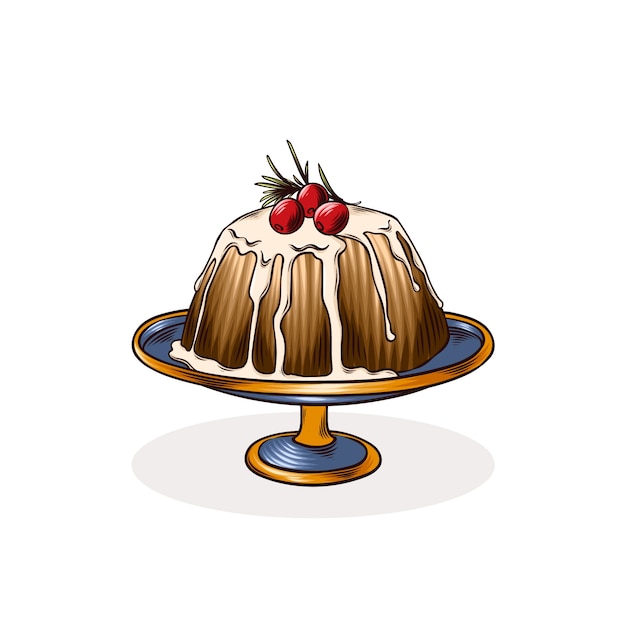 Hand Drawn Christmas Pudding Illustration – Free Download for Vector Templates