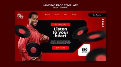 Realistic Music Event Landing Page Template – Free Download