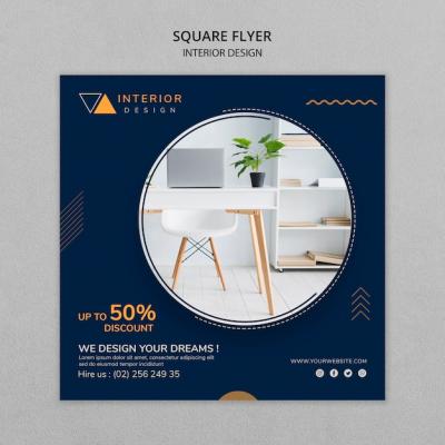 Interior Design Square Flyer Template – Free Download