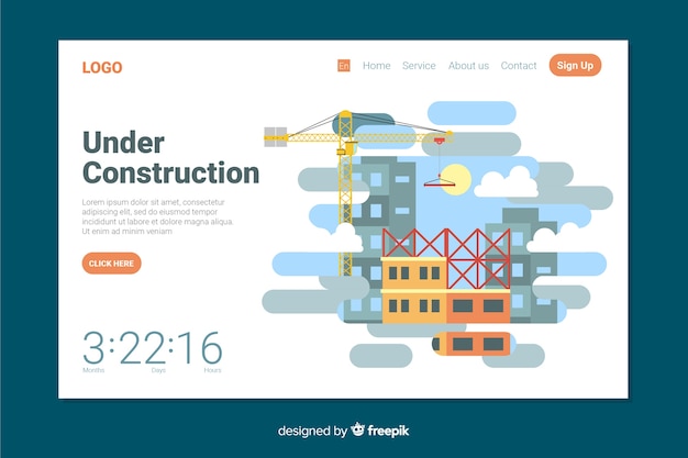 Under Construction Landing Page: Free Download of Vector Template