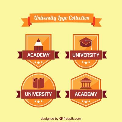 Retro University Logos Pack in Flat Design – Free Download