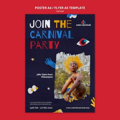 Flat Design Carnival Poster Template – Free Download