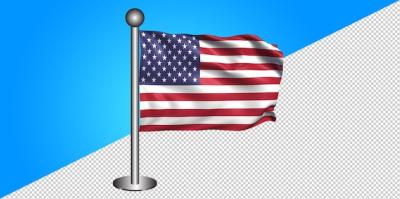 3D United States Flag Icon – Badge PNG with Transparent Background – Free Download