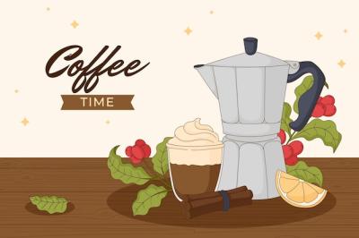 Hand Drawn Background for International Coffee Day – Free to Download