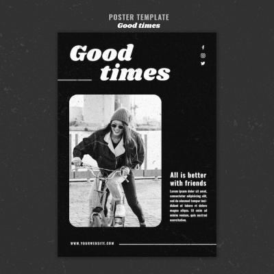 Good Times: Woman Riding a Bicycle Poster – Free Download