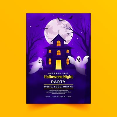 Halloween Season Gradient Vertical Poster Template – Free Download