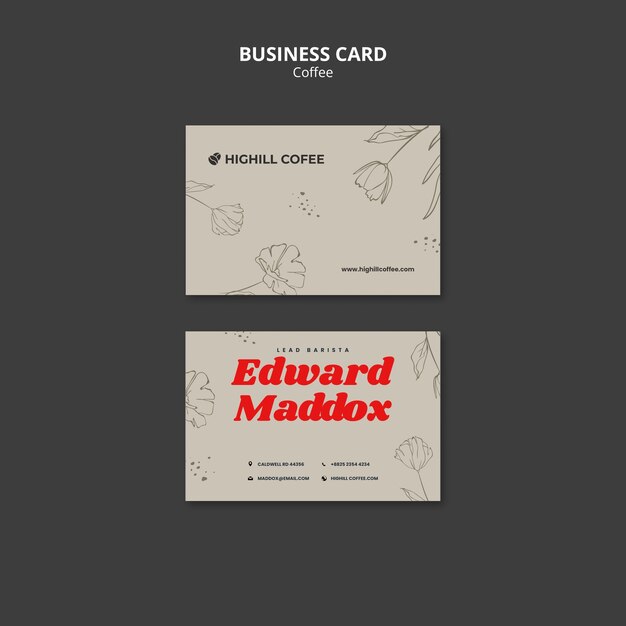 Hand Drawn Coffee Business Card Template – Free Download