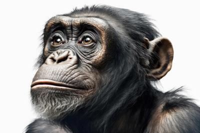 High-Quality Close-Up of Bonobo on White Background – Free Download