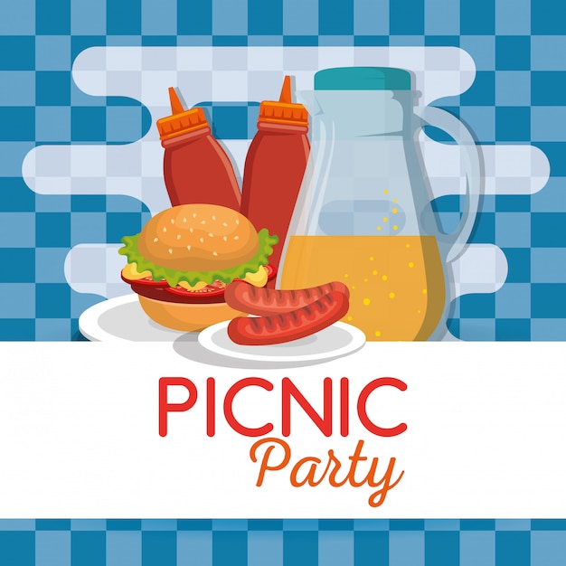 Picnic Party Invitation Set Icons – Free Download