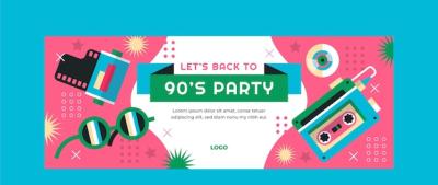 Colorful 90s Party Facebook Cover Template – Free Download