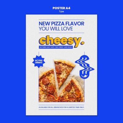 Vertical Poster Template for New Cheesy Pizza Flavor – Free Download