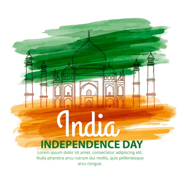 Hand Painted Watercolor India Independence Day Illustration – Free to Download